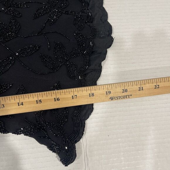 Vintage Small Beaded Black Blouse Sheer Sleeve Goth Steampunk Prom Event Lined - Picture 13 of 14